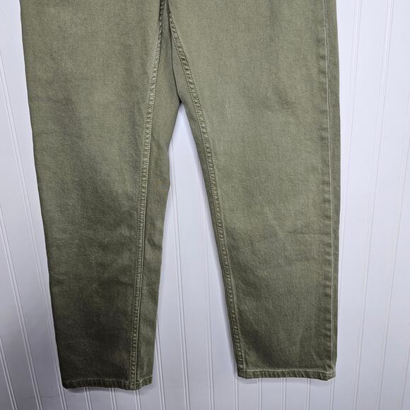 ZARA Women's Military Green Button Fly Hi Rise Jeans Size 4 Straight Ankle Crop - Picture 4 of 10